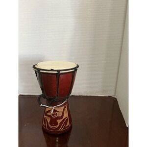 Hand made Carved Mini Djembe Drum Style Wood Tribal Decor